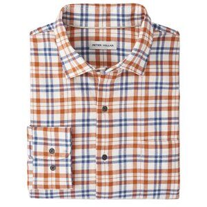 Peter Millar Winter Ivory Stone Lake Cotton Sport Shirt Plaid Button Up